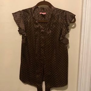 Pixie Hopkins Brown Dot Silk Tie Blouse
